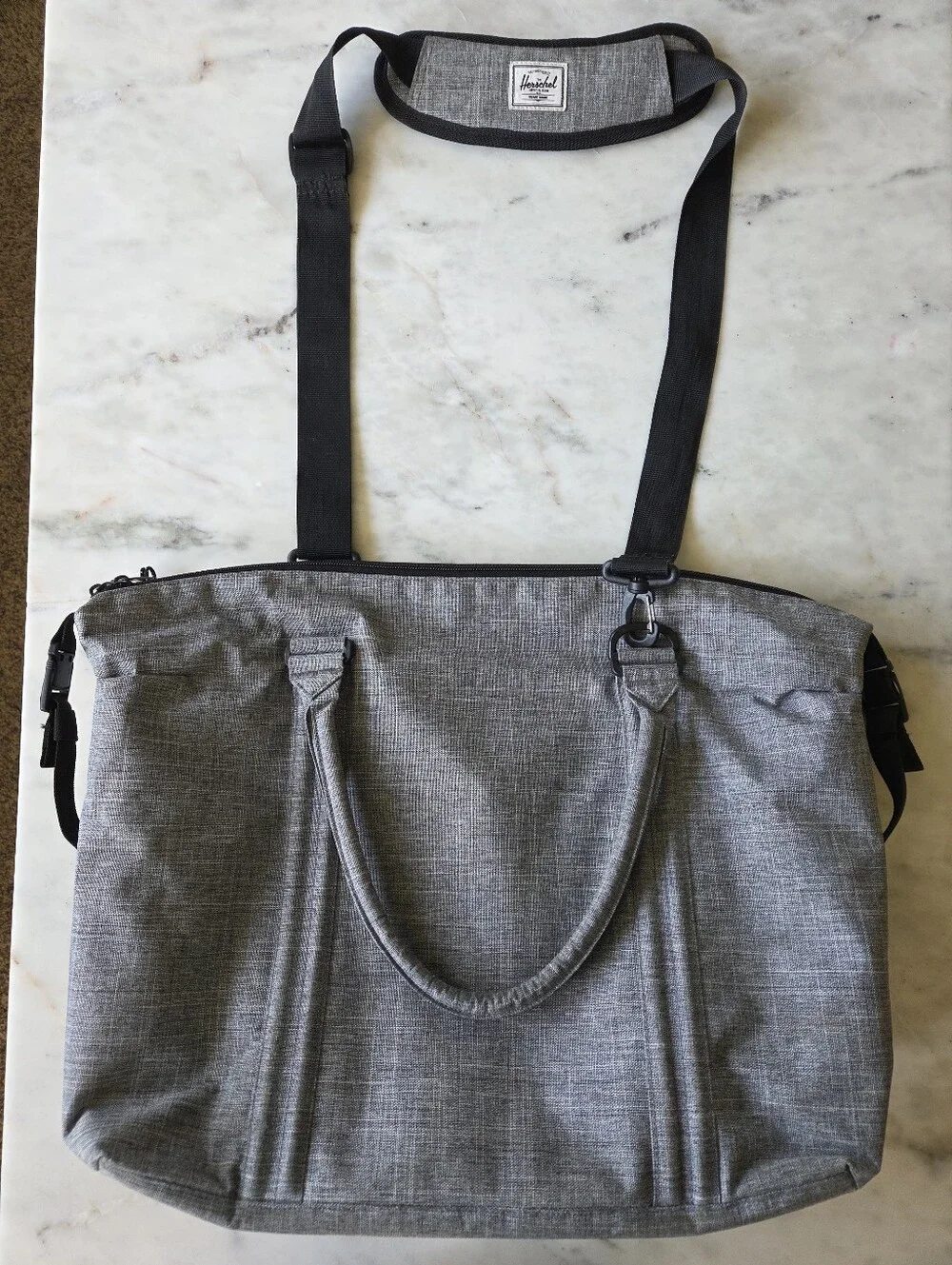 EUC Herschel Grey Travel Duffel Bag/Diaper/Maternity Bag